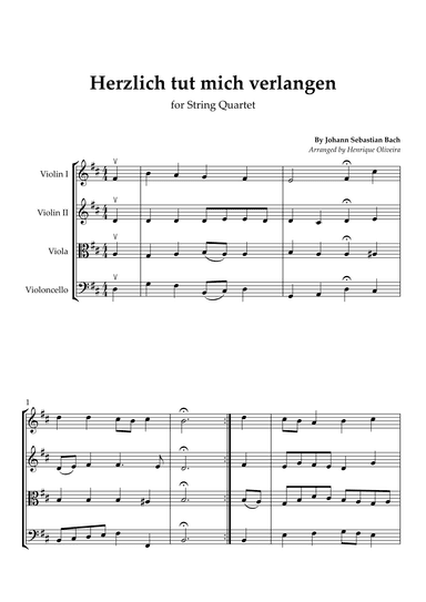 Bach's Choral - "Herzlich tut mich verlangen" (String Quartet) (arr. Henrique Oliveira)