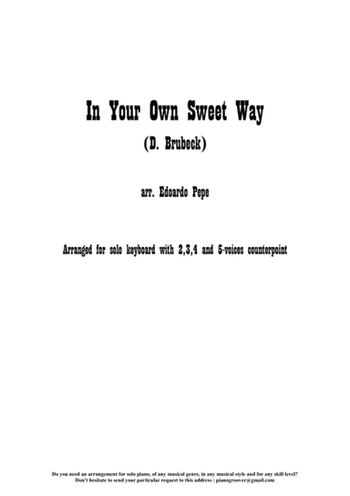 In Your Own Sweet Way (arr. Edoardo Pepe)