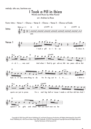 I Took A Pill In Ibiza (arr. Andrea La Rose)