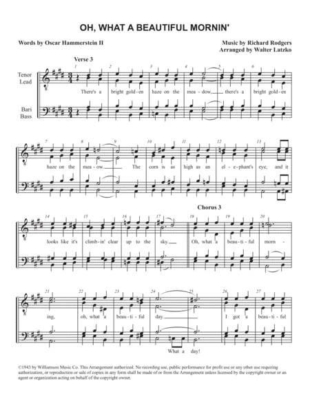 Oh, What A Beautiful Mornin' (arr. Walter Latzko)