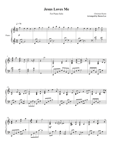 Jesus Loves Me (Hymn) for piano solo (arr. Daroo Lee)