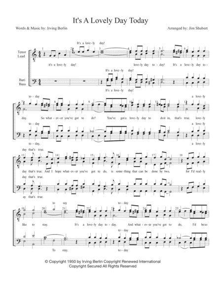 It's A Lovely Day Today (arr. Jim Shubert)