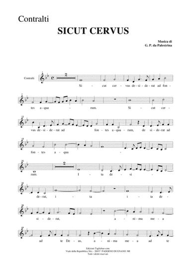 SICUT CERVUS - G.P.L. da Palestrina - Part for ALTO