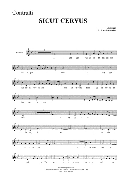 SICUT CERVUS - G.P.L. da Palestrina - Part for ALTO