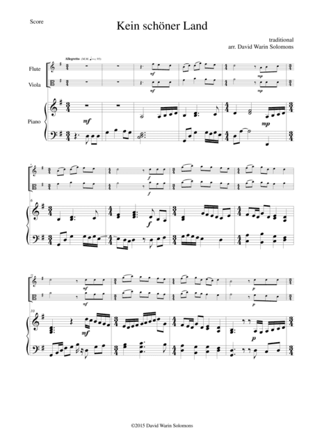 Kein schöner Land for flute, viola and piano (arr. David Warin Solomons)