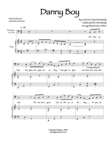 Danny Boy for Trombone & Piano (arr. Brooks Holmes)