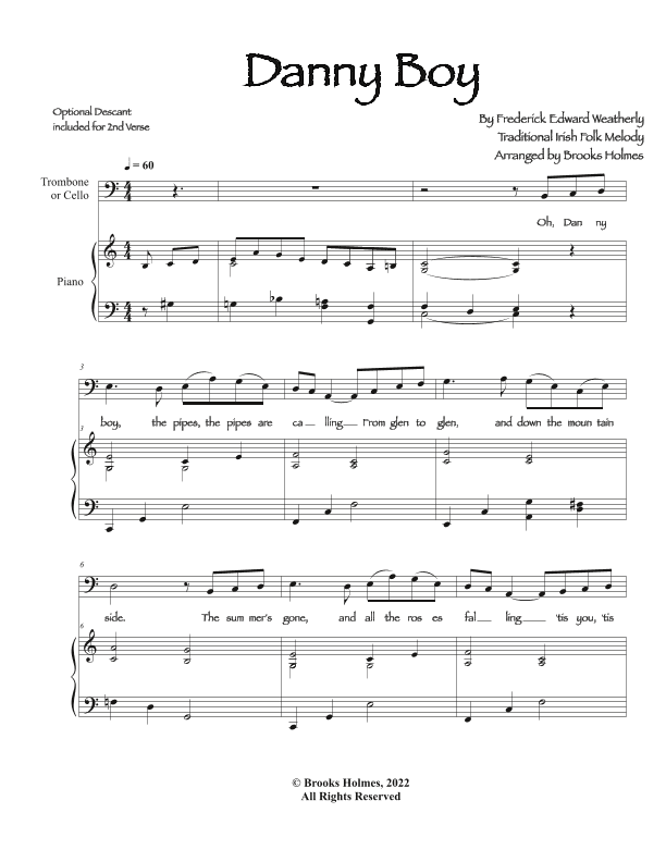 Danny Boy for Trombone & Piano (arr. Brooks Holmes)