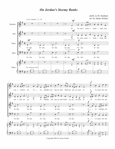 On Jordan's Stormy Banks (arr. James Sclater)