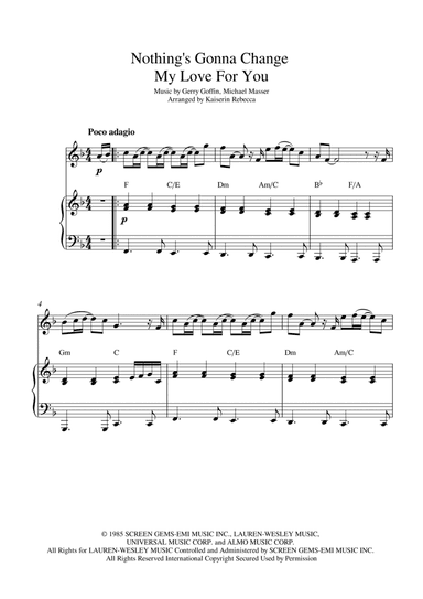 Nothing's Gonna Change My Love For You (arr. Kaiserin Rebecca)