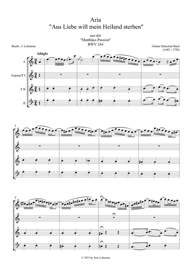 Aria  "Aus Liebe will mein Heiland sterben" aus der "Matthäus-Passion" BWV 244 (arr. Jens Lohmann)