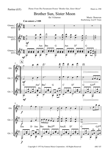 Brother Sun, Sister Moon (arr. Josef Peter Traun)