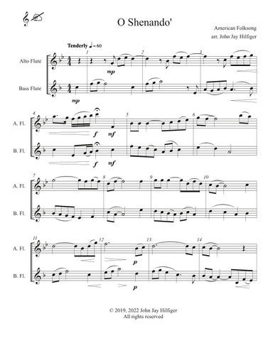 Shenandoah for Alto Flute and Bass Flute (arr. John Jay Hilfiger)
