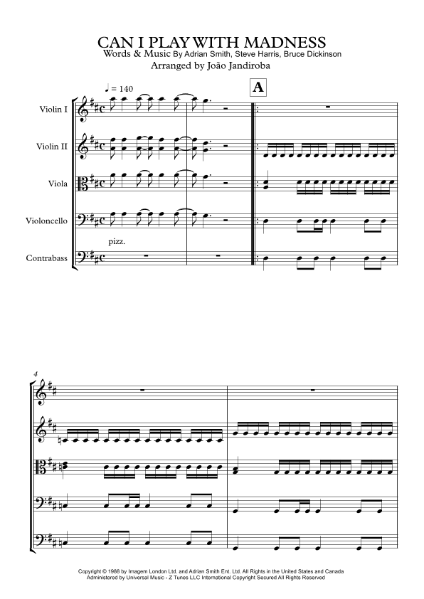 Can I Play With Madness (arr. João Lourenço Gama Jandiroba)