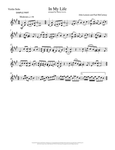 In My Life (arr. Sherry Lewis)