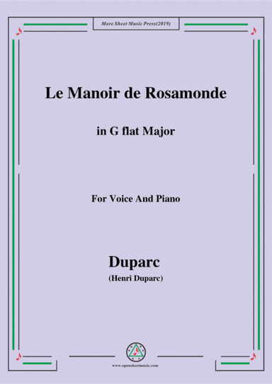 Duparc-Le Manoir de Rosamonde in G flat Major,for Violin and Piano (arr. MSM)