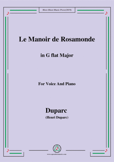 Duparc-Le Manoir de Rosamonde in G flat Major,for Violin and Piano (arr. MSM)