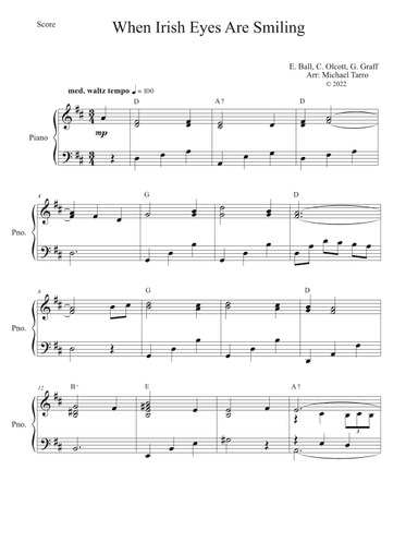 When Irish Eyes Are Smiling (arr. MICHAEL TARRO)