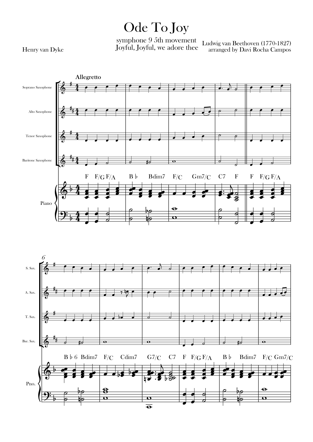 Ode To joy (Symphony 9 5th movement) (arr. Davi Rocha Campos)