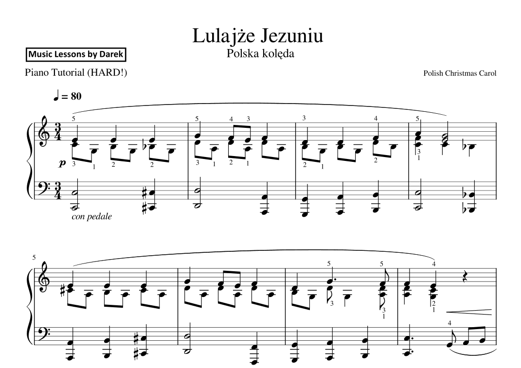 Lulajze Jezuniu (Polish Christmas Carol) [HARD PIANO] (arr. Darek)