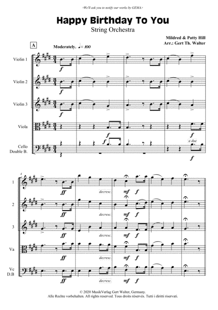 Happy Birthday To You (arr. Gert Th. Walter)
