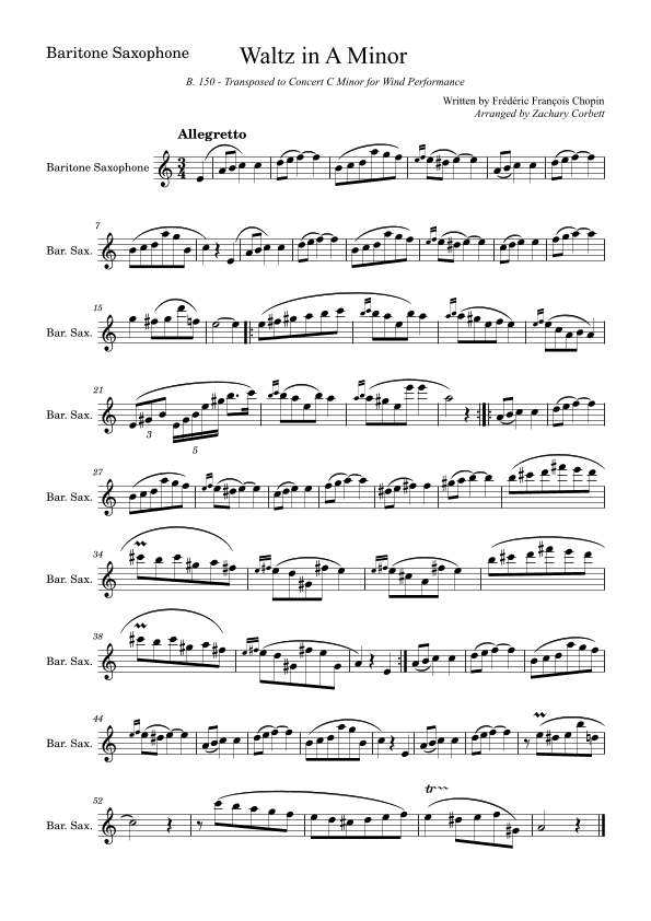 Waltz in A Minor B150 (arr. Zachary Corbett)