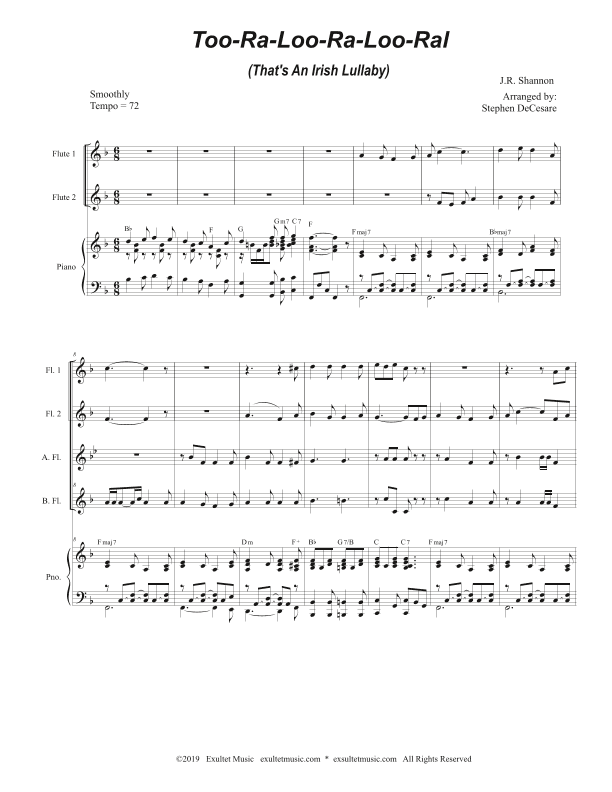 Too-Ra-Loo-Ra-Loo-Ral (That's an Irish Lullaby) (for Flute Choir and Piano) (arr. Stephen DeCesare)