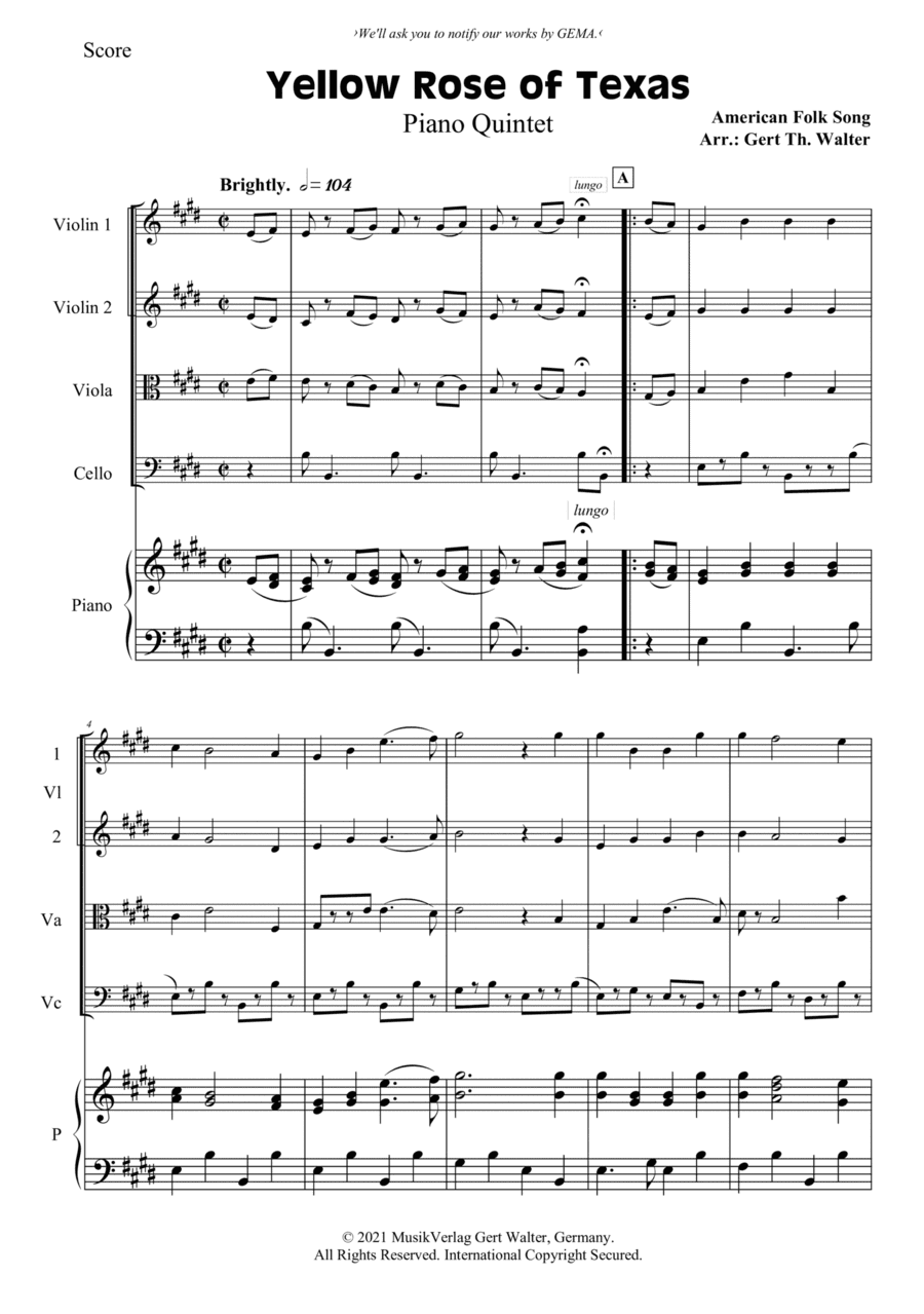 Yellow Rose of Texas (arr. Gert Th. Walter)