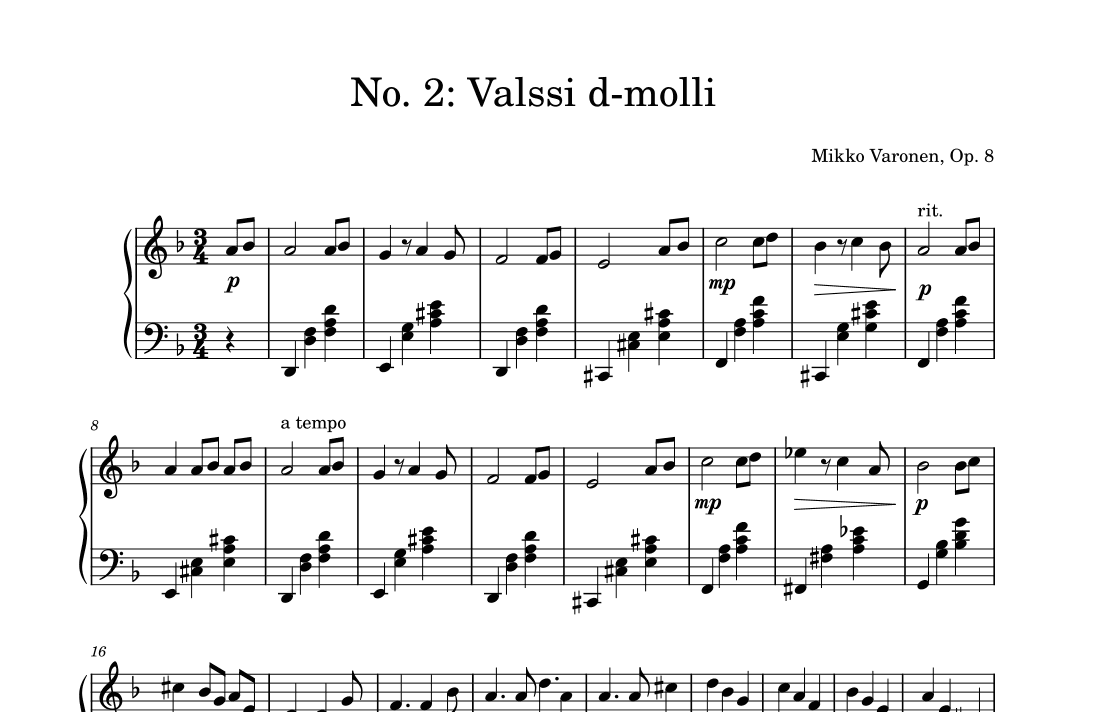 Two Short Waltzes Op. 8, No. 2