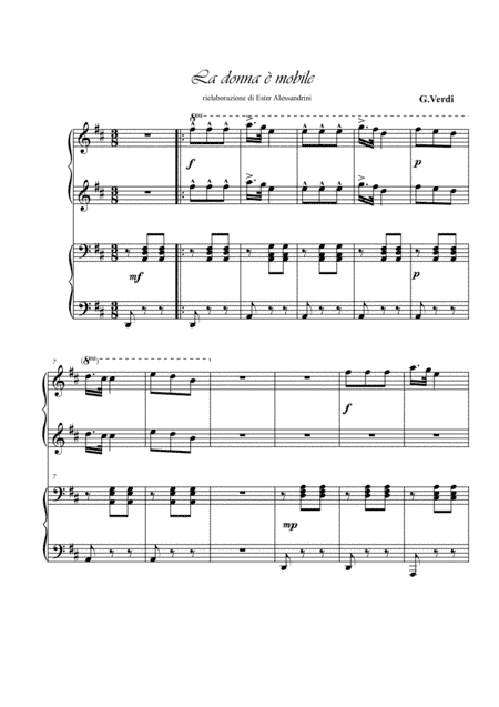 La donna è mobile. Piano 4 hands (arr. Ester Alessandrini)