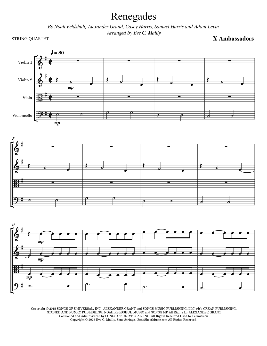 Renegades (arr. Eve C. Mailly - Zene Strings)