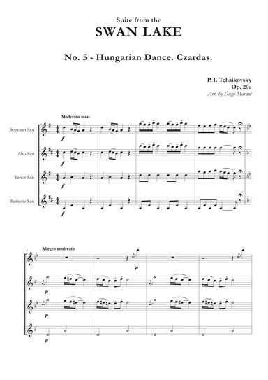 "Hungarian Dance. Czardas" from Swan Lake Suite for Saxophone Quartet (arr. Diego Marani)