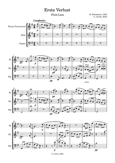 Erste Verlust: "The first loss" for Woodwind trio (arr. L. Cecim)