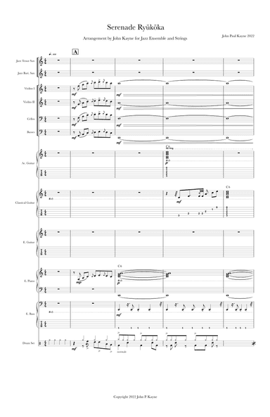 Serenade Ryu¯ko¯ka in C Maj for jazz ensemble & strings;Jazz font