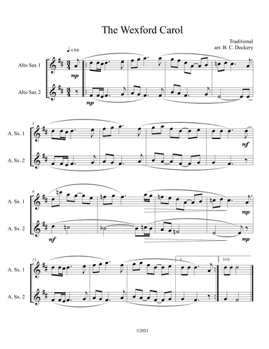 The Wexford Carol (Alto Sax Duet) (arr. B. C. Dockery)