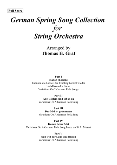 German Spring Song Collection - 5 Concert Pieces - String Orchestra (arr. Thomas H. Graf)