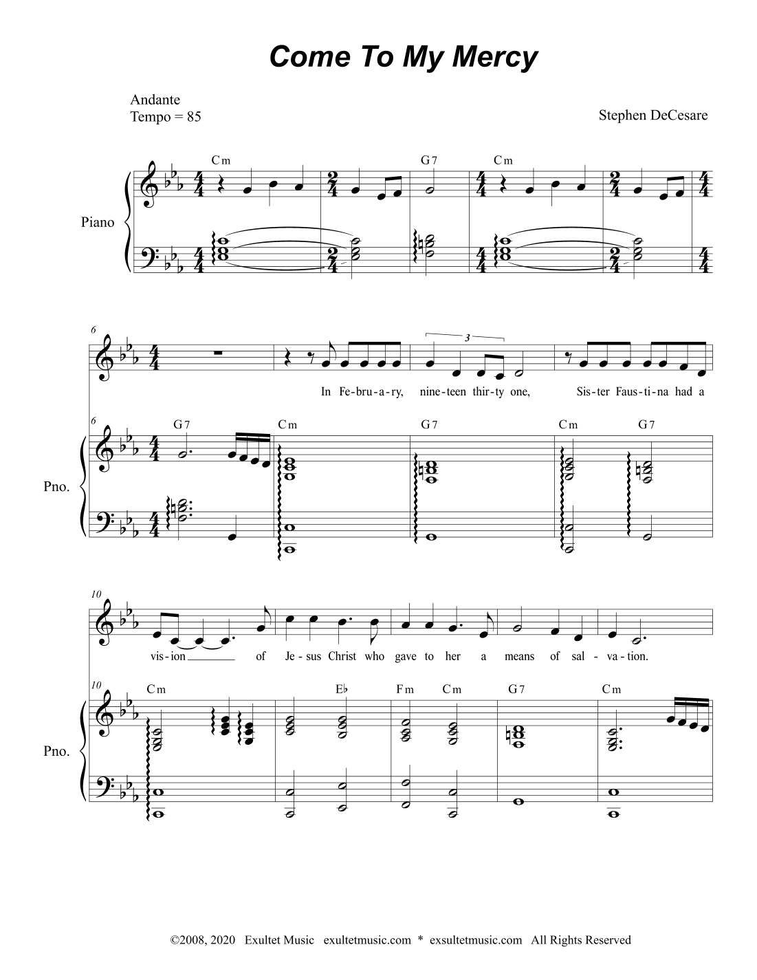 Come To My Mercy (Vocal Solo)
