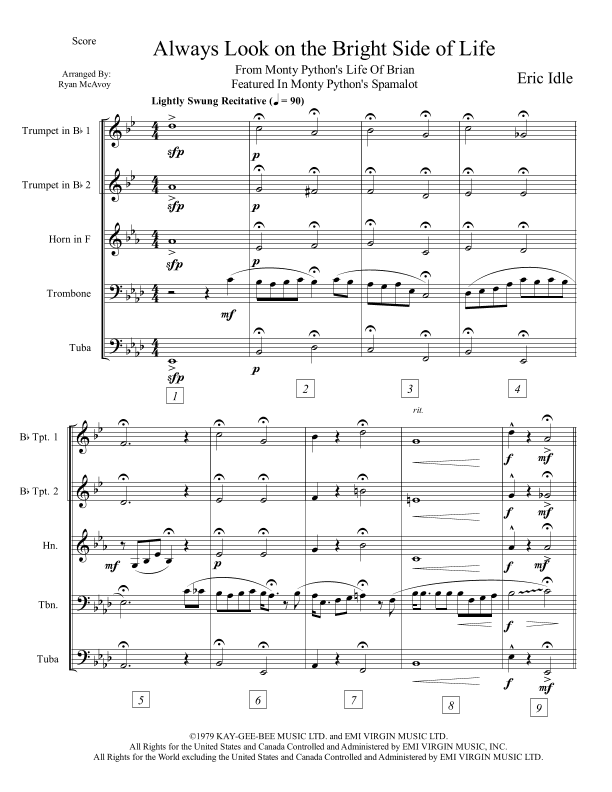 Always Look On The Bright Side Of Life (arr. Ryan McAvoy)