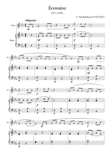 Écossaise (Nº 2, in Eb) - for flute and piano (arr. Passoni Music)
