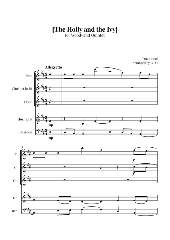 The Holly and the Ivy (arr. GDJ)
