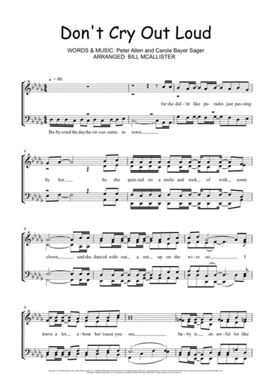 Don't Cry Out Loud (we Don't Cry Out Loud) (arr. Bill McAllister)
