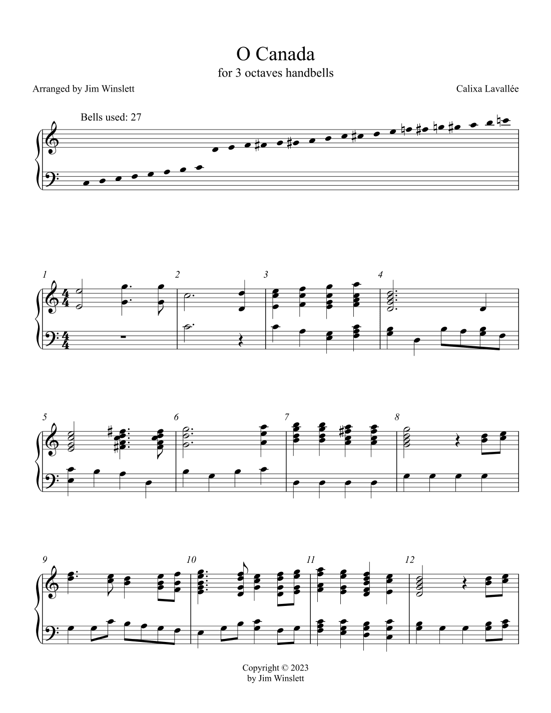 O Canada (3 Oct) (arr. Jim Winslett)