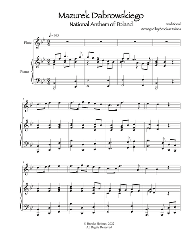 National Anthem of Poland - Mazurek Dabrowskiego (Flute & Piano) (arr. Brooks Holmes)