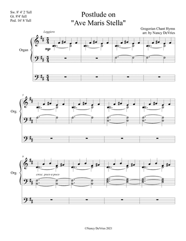 Postlude on "Ave Maris Stella" (arr. St Raphael's Psaltery)