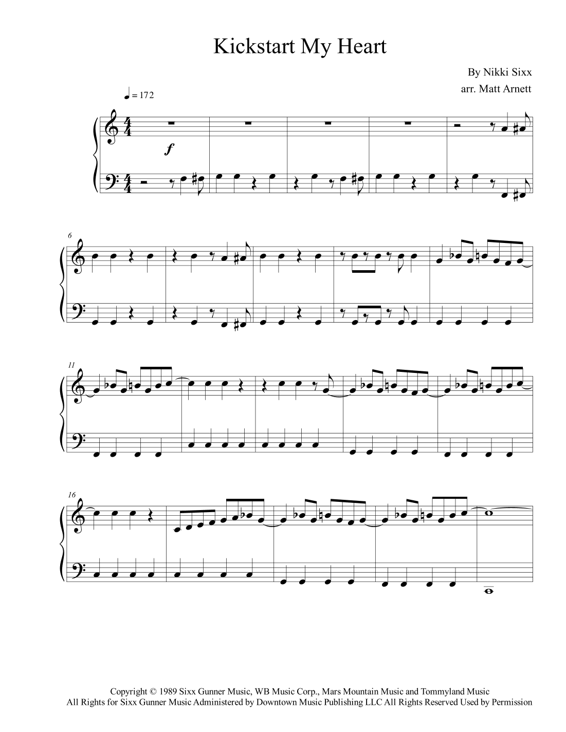 Kickstart My Heart (arr. Matt Arnett)