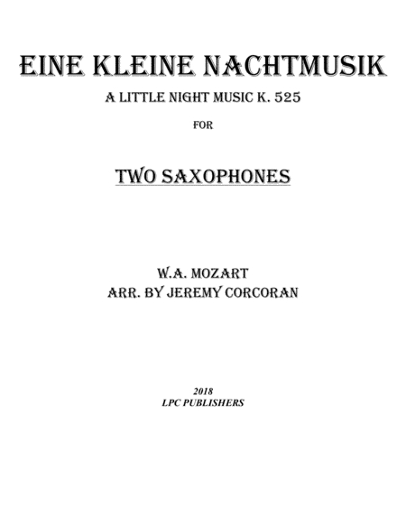 Eine Kleine Nachtmusik for Two Saxophones (arr. Jeremy Corcoran)