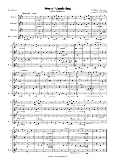 Merry Wandering for Clarinet Quartet (arr. Martin Todd)