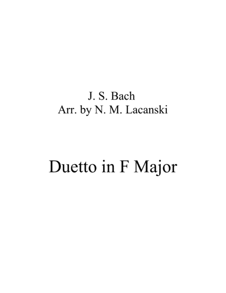Duetto in F Major (arr. Nick Lacanski)