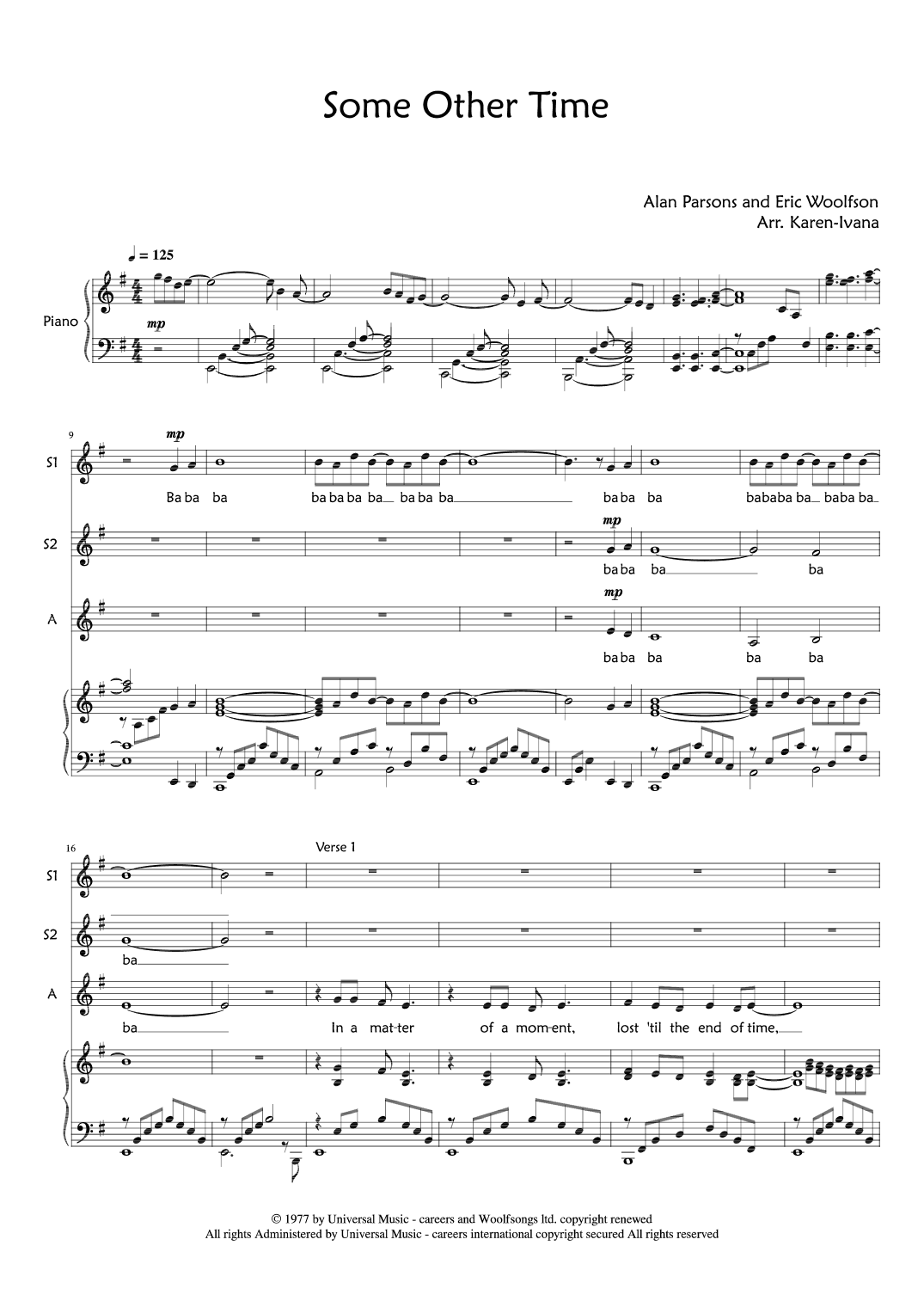 Some Other Time (arr. Karen Ivana)