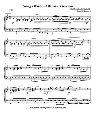 Songs Without Words: Sweet Remembrance (Classical Music for Tablet Series) (arr. edited by Stephen R Dalrymple (Dalrymple Designs))