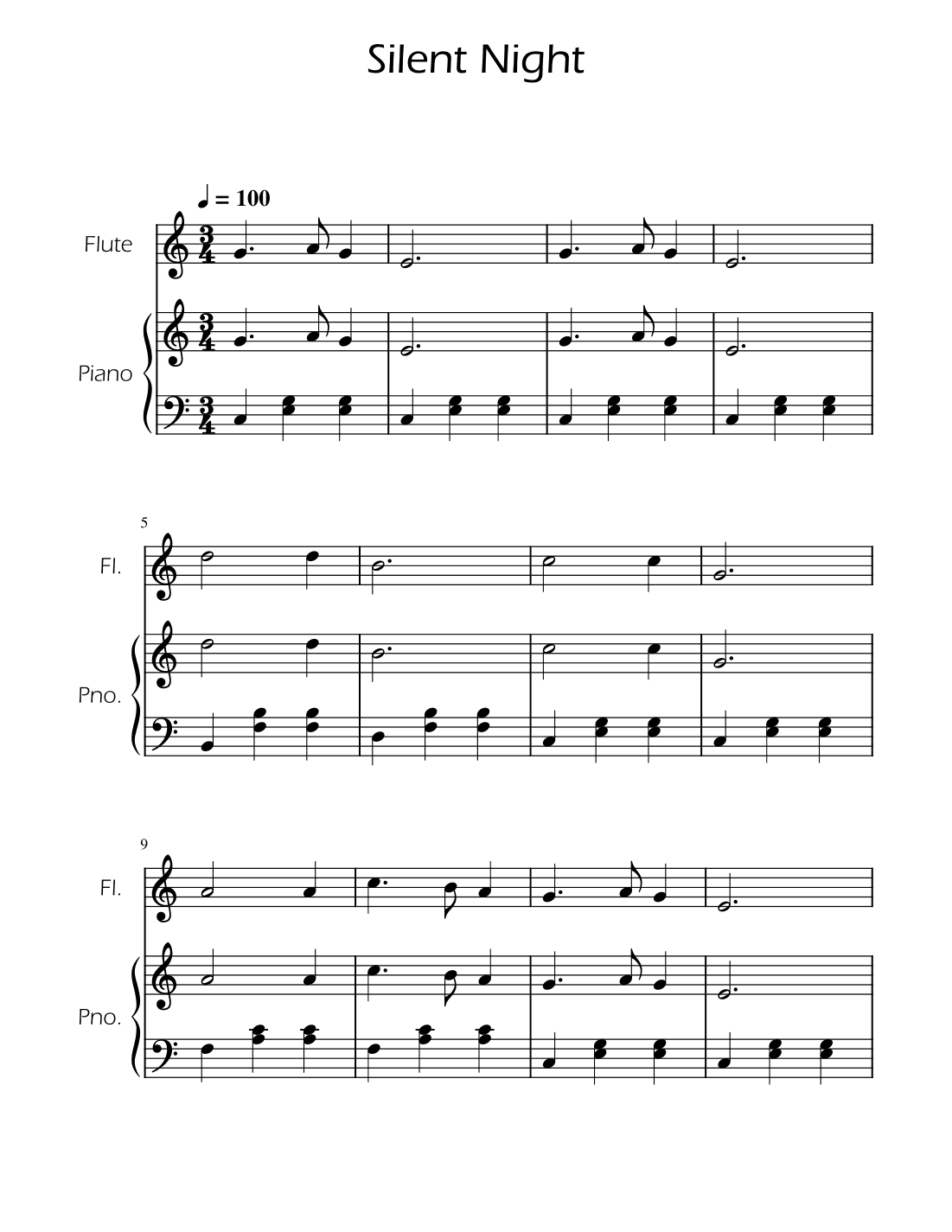 Silent Night - Flute Solo w/ Piano (arr. Ygor Nunes)